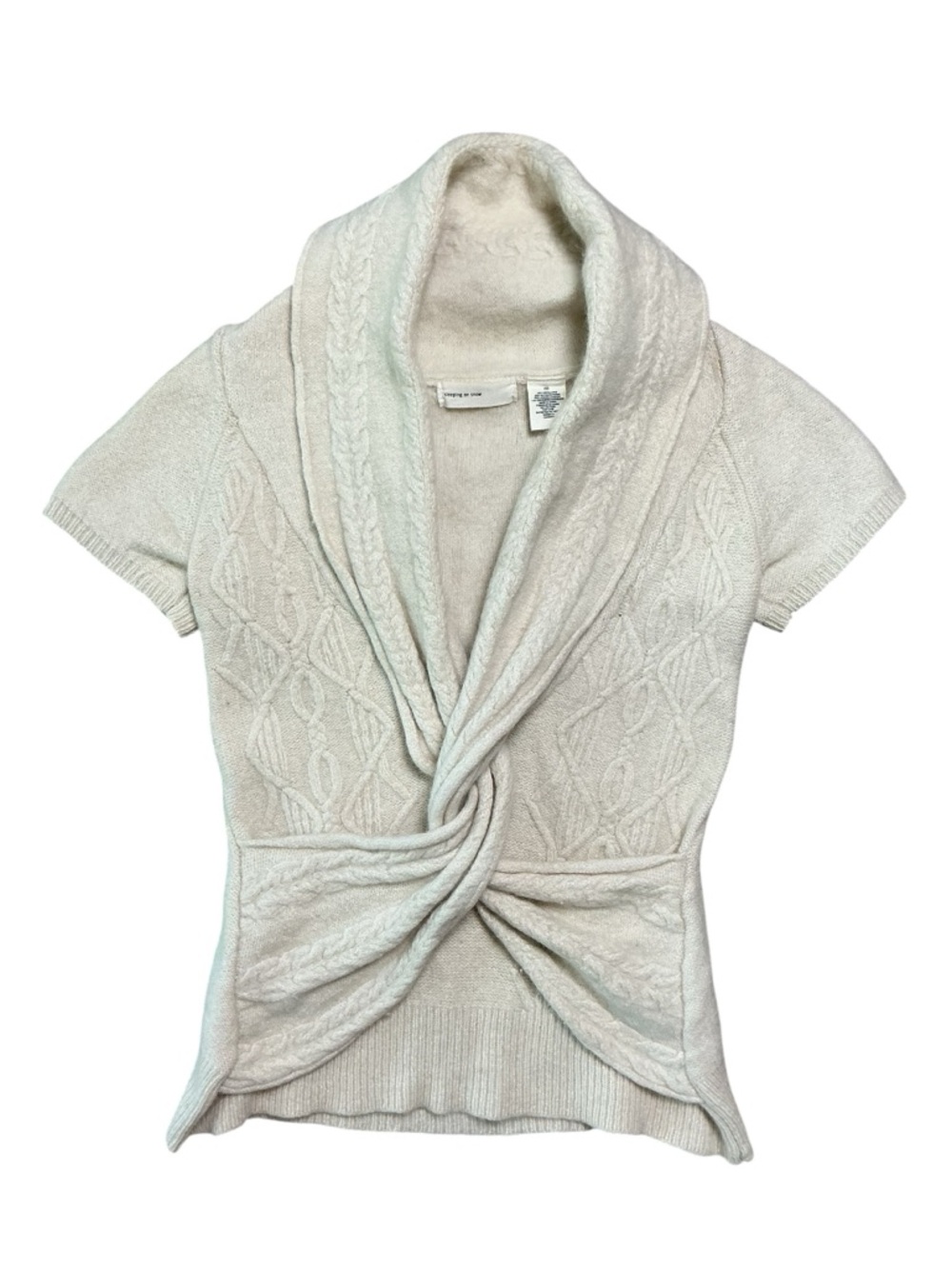Sleeping on Snow Cream Cable Knit Twist Front Sweater XS